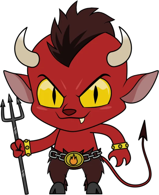 Abaddon, holding his pitchfork